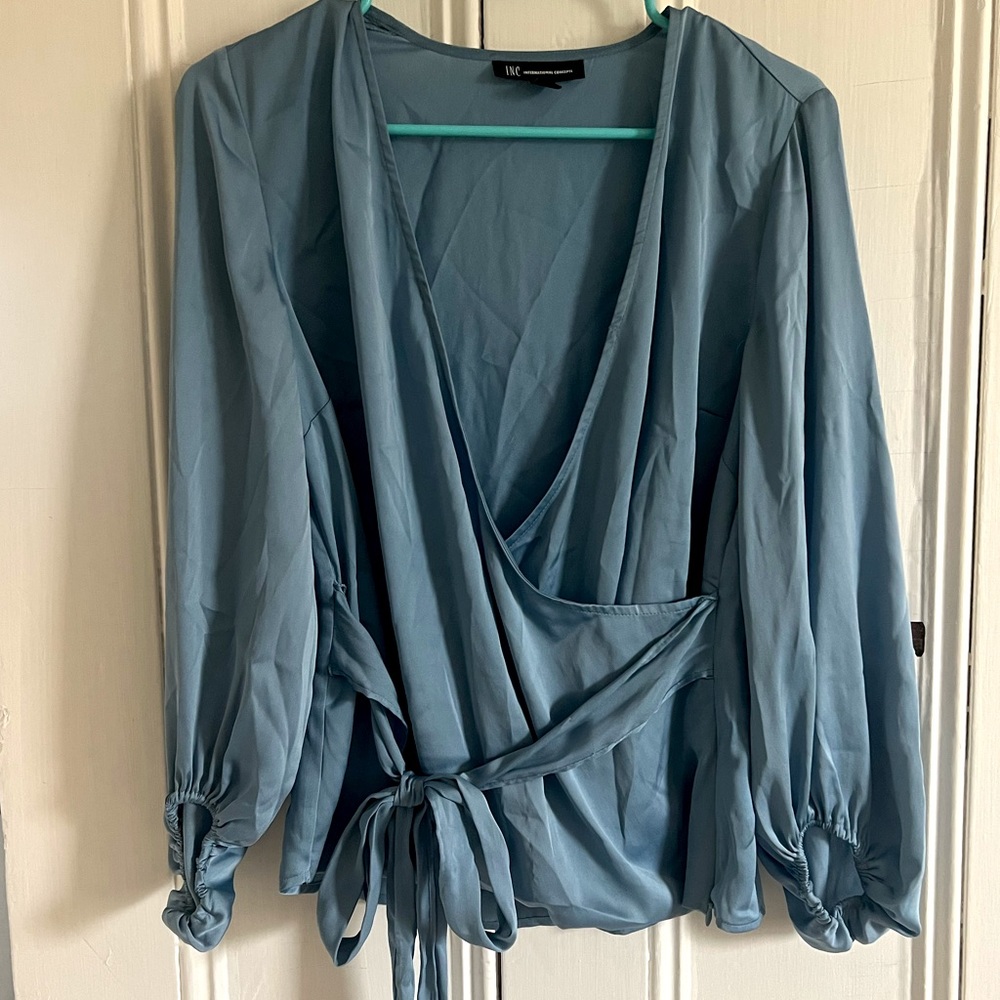 Blue wrap top